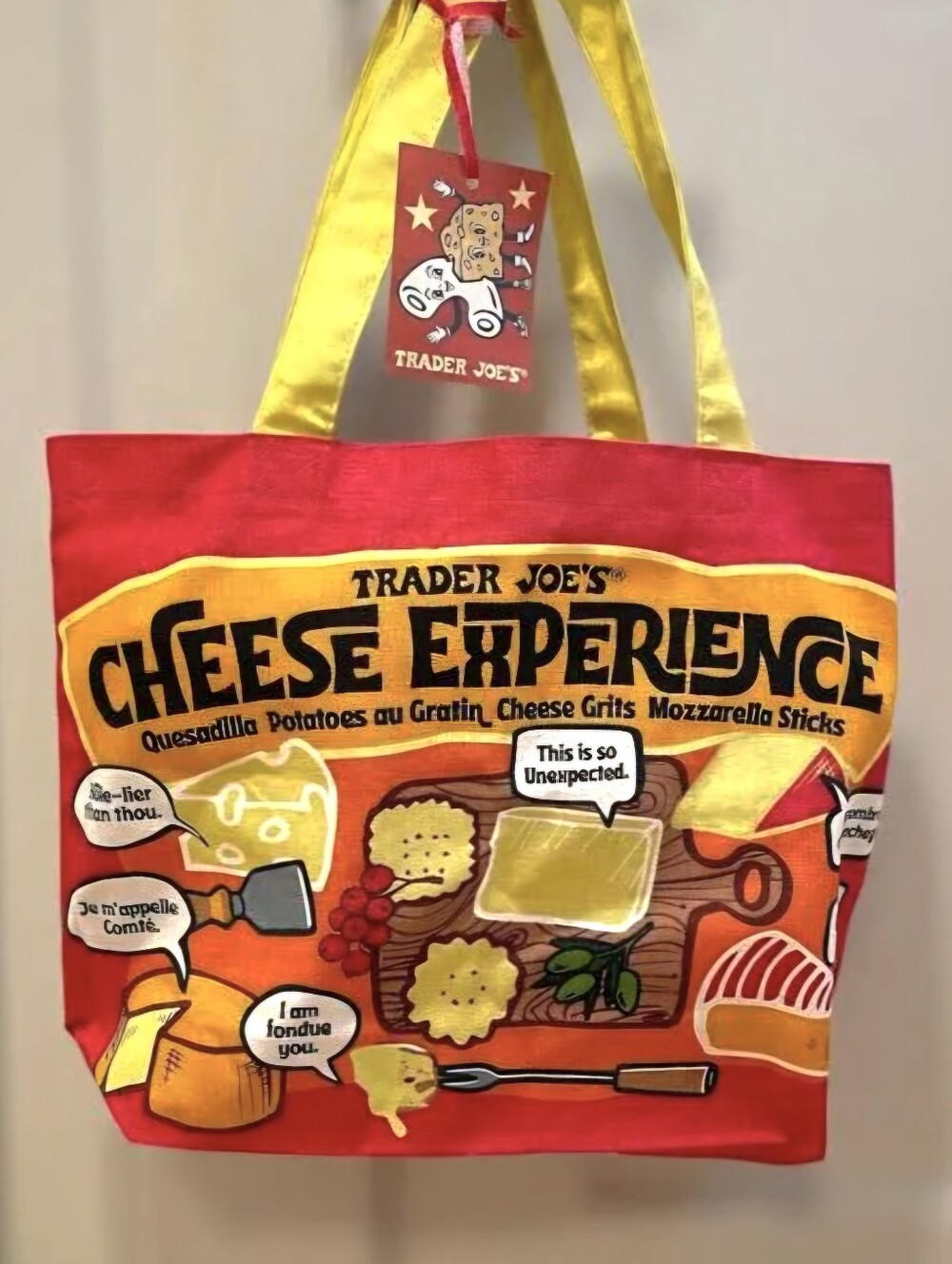 NWT Trader Joe's Canvas Tote 'Cheese Adventures' - Picture 4 of 10